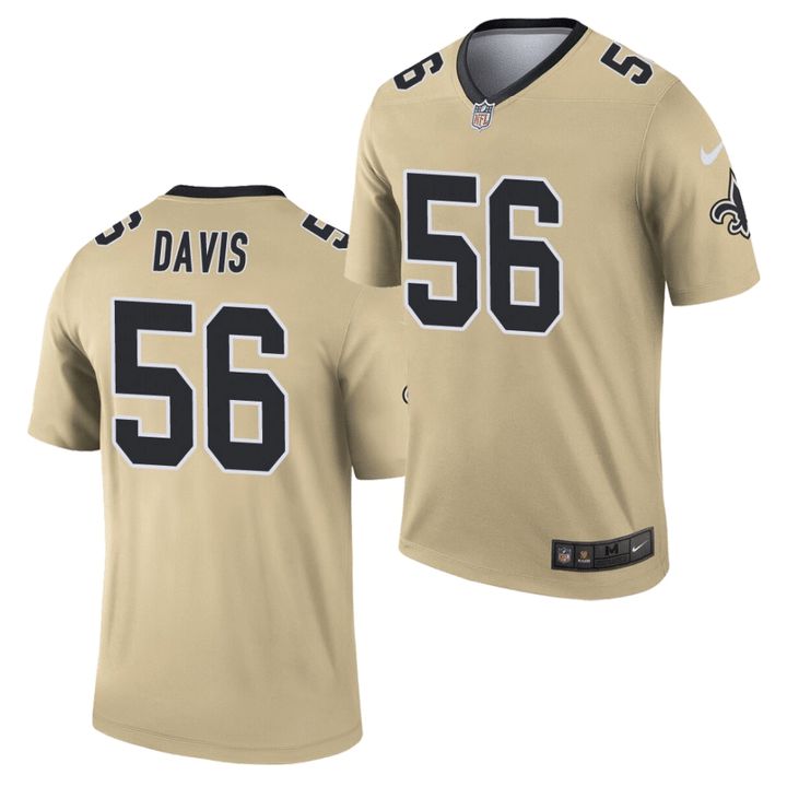 Men New Orleans Saints 56 Demario Davis Nike Gold Inverted Legend NFL Jersey